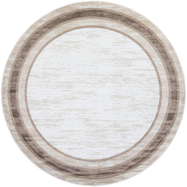 Ivory 7' 10 x 7' 10 Laguna Round Area Rug 100% Polypropylene Modern Contemporary Carpet for Bedrooms, Living Room, Dining, Office for Sale at Rug Engine