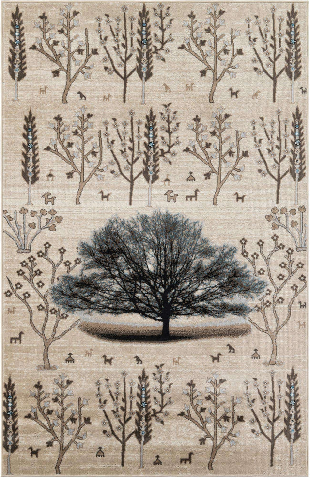 Beige 5' 3 x 8' Laguna Rectangle Area Rug 100% Polypropylene Modern Contemporary Carpet for Bedrooms, Living Room, Dining, Office for Sale at Rug Engine