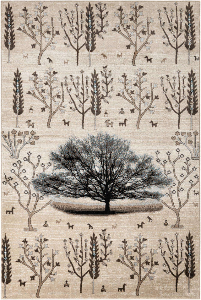 Beige 6' 1 x 9' Laguna Rectangle Area Rug 100% Polypropylene Modern Contemporary Carpet for Bedrooms, Living Room, Dining, Office for Sale at Rug Engine