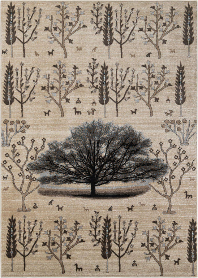 Beige 7' 1 x 10' Laguna Rectangle Area Rug 100% Polypropylene Modern Contemporary Carpet for Bedrooms, Living Room, Dining, Office for Sale at Rug Engine