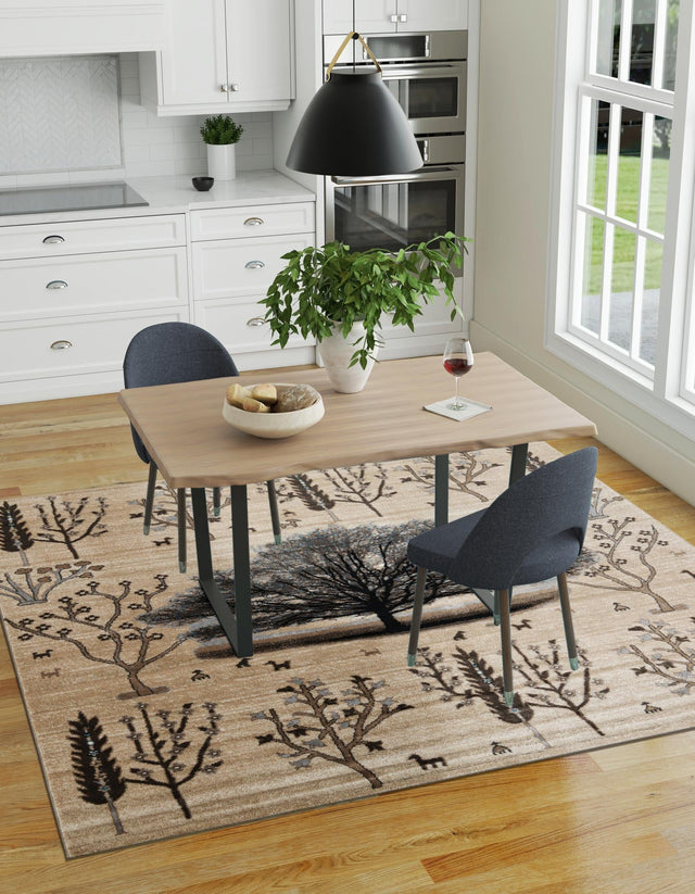 Beige 7' 10 x 7' 10 Laguna Square Area Rug 100% Polypropylene Modern Contemporary Carpet for Bedrooms, Living Room, Dining, Office for Sale at Rug Engine
