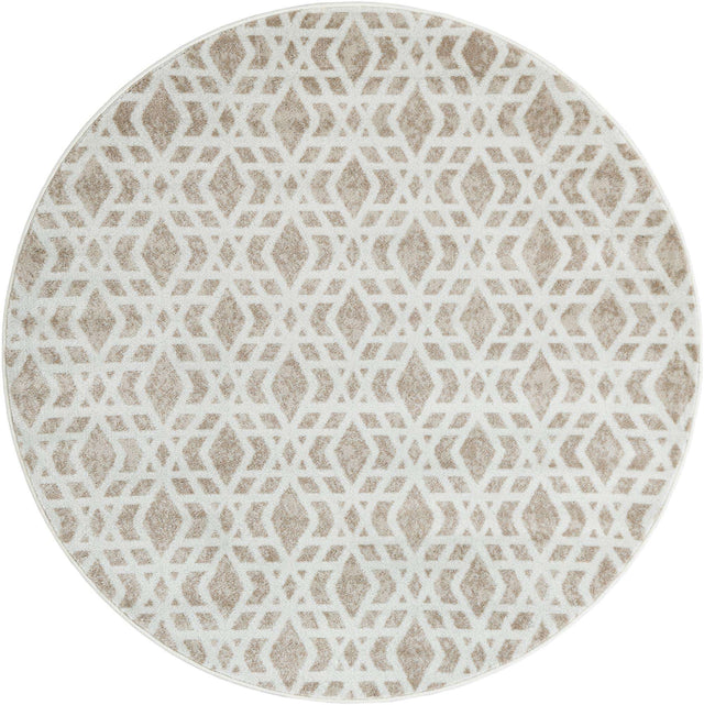 Ivory 5' 3 x 5' 3 Laguna Round Area Rug 100% Polypropylene Modern Contemporary Carpet for Bedrooms, Living Room, Dining, Office for Sale at Rug Engine