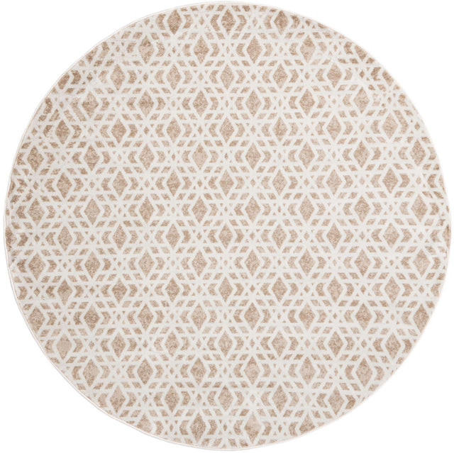 Ivory 7' 10 x 7' 10 Laguna Round Area Rug 100% Polypropylene Modern Contemporary Carpet for Bedrooms, Living Room, Dining, Office for Sale at Rug Engine