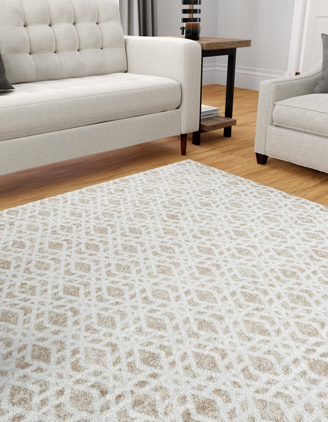 Ivory 7' 10 x 7' 10 Laguna Square Area Rug 100% Polypropylene Modern Contemporary Carpet for Bedrooms, Living Room, Dining, Office for Sale at Rug Engine