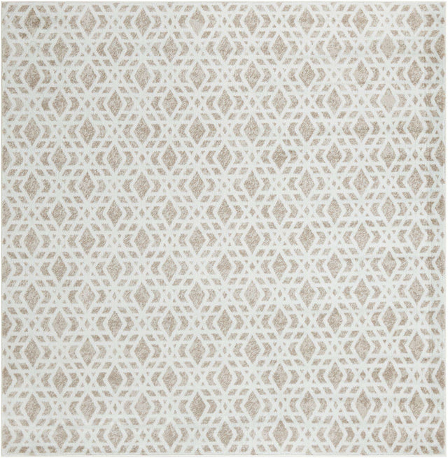 Ivory 7' 10 x 7' 10 Laguna Square Area Rug 100% Polypropylene Modern Contemporary Carpet for Bedrooms, Living Room, Dining, Office for Sale at Rug Engine