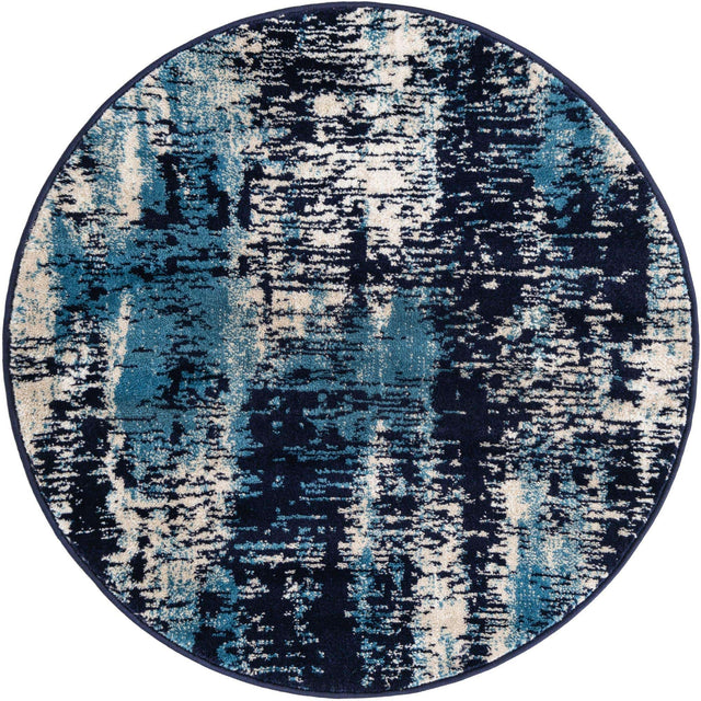 Navy Blue 3' 1 x 3' 1 Laguna Round Area Rug 100% Polypropylene Modern Contemporary Carpet for Bedrooms, Living Room, Dining, Office for Sale at Rug Engine