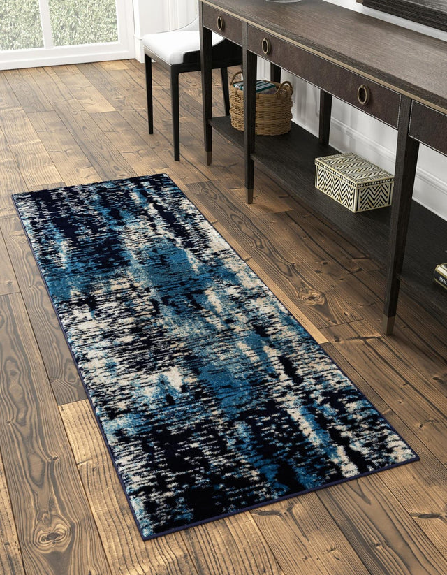 Navy Blue 2' x 6' 1 Laguna Runner Area Rug 100% Polypropylene Modern Contemporary Carpet for Bedrooms, Living Room, Dining, Office for Sale at Rug Engine