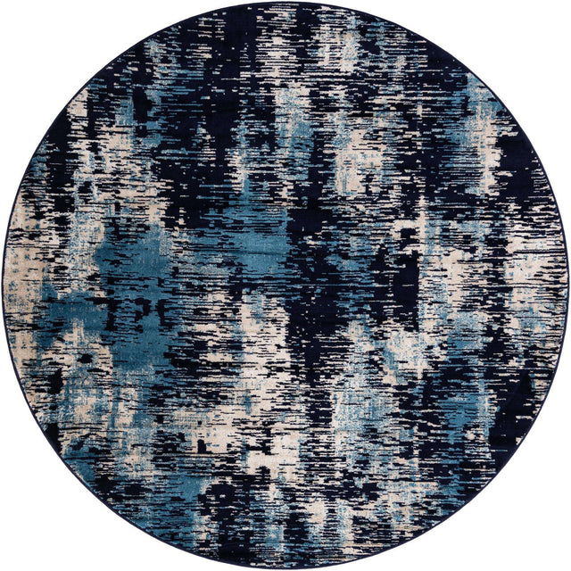 Navy Blue 7' 10 x 7' 10 Laguna Round Area Rug 100% Polypropylene Modern Contemporary Carpet for Bedrooms, Living Room, Dining, Office for Sale at Rug Engine