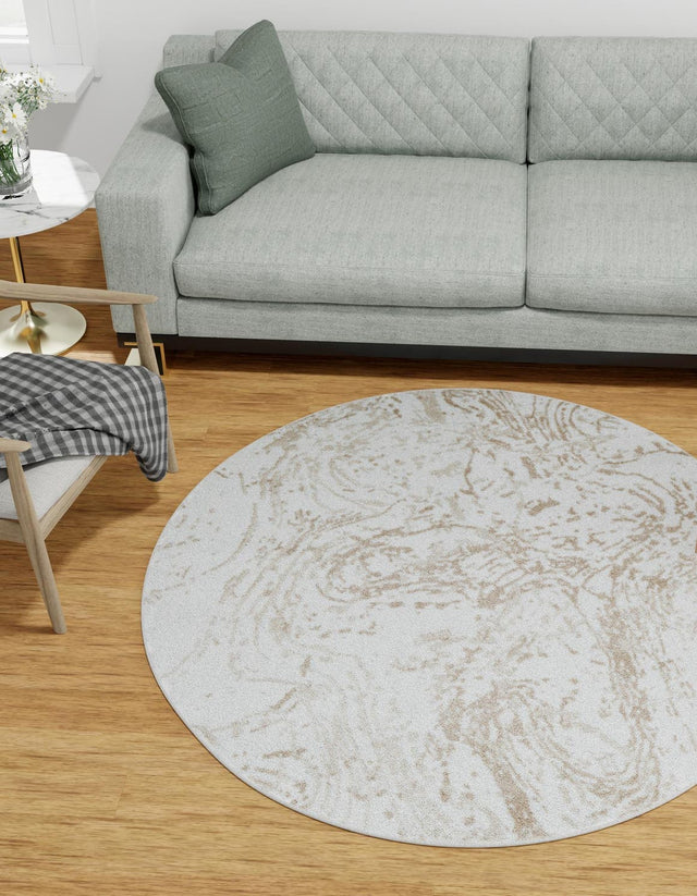 Ivory 3' 1 x 3' 1 Laguna Round Area Rug 100% Polypropylene Modern Contemporary Carpet for Bedrooms, Living Room, Dining, Office for Sale at Rug Engine