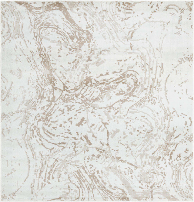 Ivory 7' 10 x 7' 10 Laguna Square Area Rug 100% Polypropylene Modern Contemporary Carpet for Bedrooms, Living Room, Dining, Office for Sale at Rug Engine