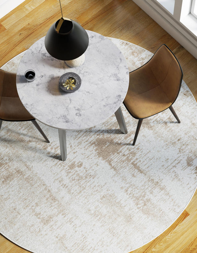 Ivory 3' 1 x 3' 1 Laguna Round Area Rug 100% Polypropylene Modern Contemporary Carpet for Bedrooms, Living Room, Dining, Office for Sale at Rug Engine