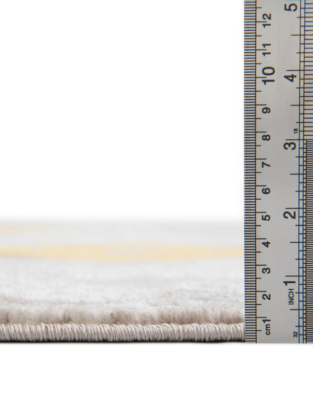 Ivory and Yellow 7' 10 x 7' 10 Laguna Round Area Rug 100% Polypropylene Modern Contemporary Carpet for Bedrooms, Living Room, Dining, Office for Sale at Rug Engine