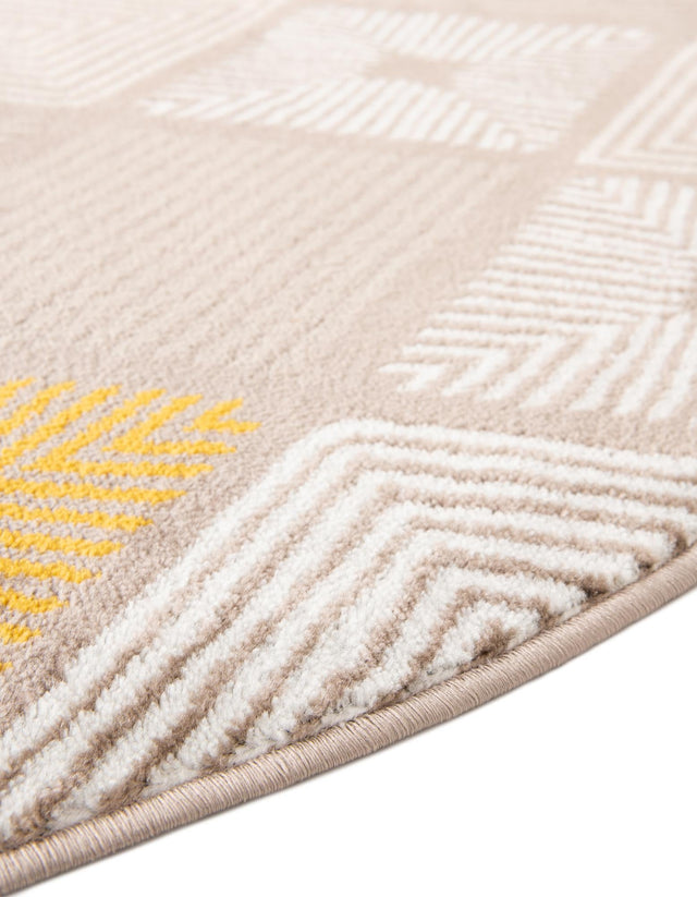 Ivory and Yellow 7' 10 x 7' 10 Laguna Round Area Rug 100% Polypropylene Modern Contemporary Carpet for Bedrooms, Living Room, Dining, Office for Sale at Rug Engine