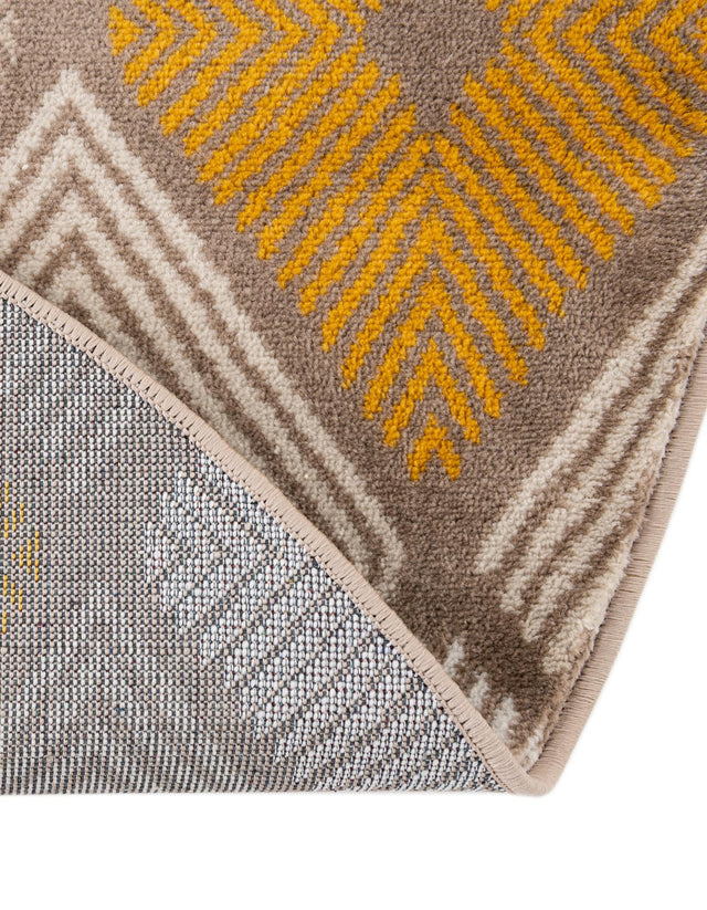 Ivory and Yellow 7' 10 x 7' 10 Laguna Round Area Rug 100% Polypropylene Modern Contemporary Carpet for Bedrooms, Living Room, Dining, Office for Sale at Rug Engine