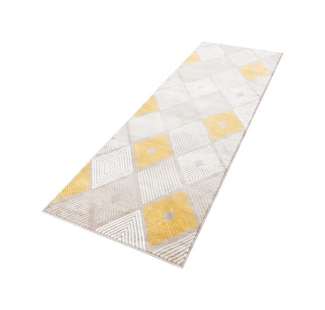 Ivory and Yellow 2' 7 x 8' Laguna Runner Area Rug 100% Polypropylene Modern Contemporary Carpet for Bedrooms, Living Room, Dining, Office for Sale at Rug Engine