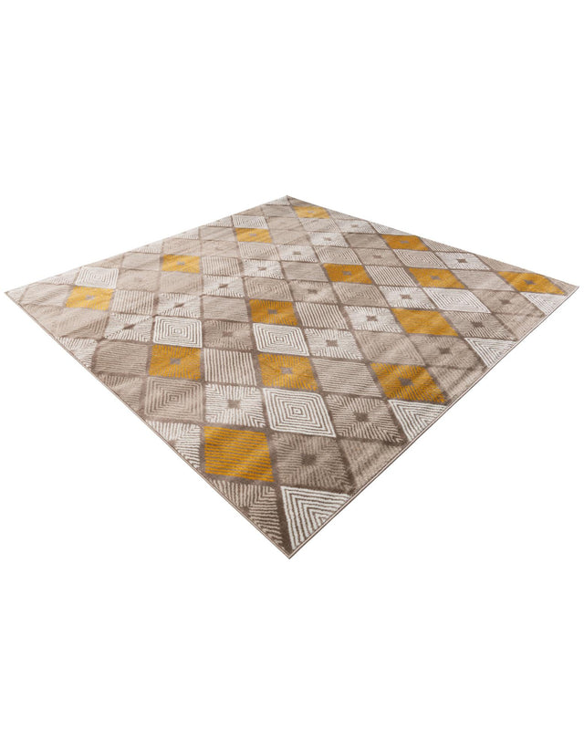 Ivory and Yellow 7' 10 x 7' 10 Laguna Square Area Rug 100% Polypropylene Modern Contemporary Carpet for Bedrooms, Living Room, Dining, Office for Sale at Rug Engine
