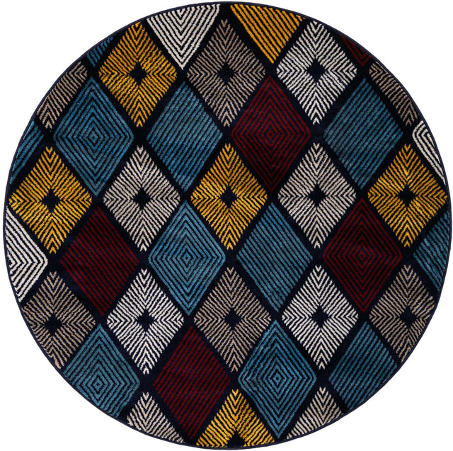 Multicolor 5' 3 x 5' 3 Laguna Round Area Rug 100% Polypropylene Modern Contemporary Carpet for Bedrooms, Living Room, Dining, Office for Sale at Rug Engine