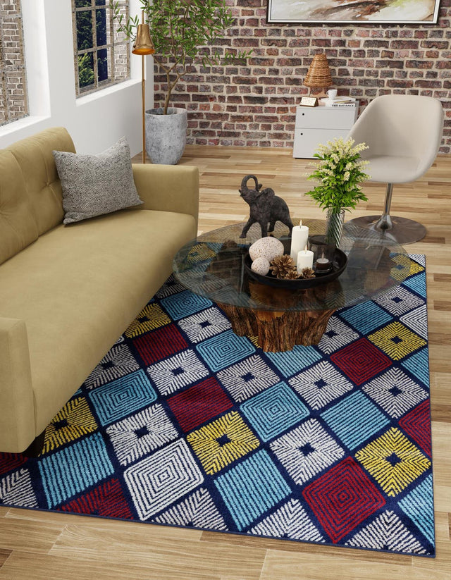 Multicolor 7' 10 x 10' Laguna Rectangle Area Rug 100% Polypropylene Modern Contemporary Carpet for Bedrooms, Living Room, Dining, Office for Sale at Rug Engine