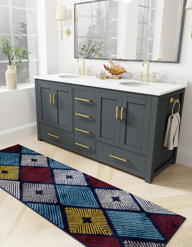Multicolor 2' x 6' 1 Laguna Runner Area Rug 100% Polypropylene Modern Contemporary Carpet for Bedrooms, Living Room, Dining, Office for Sale at Rug Engine
