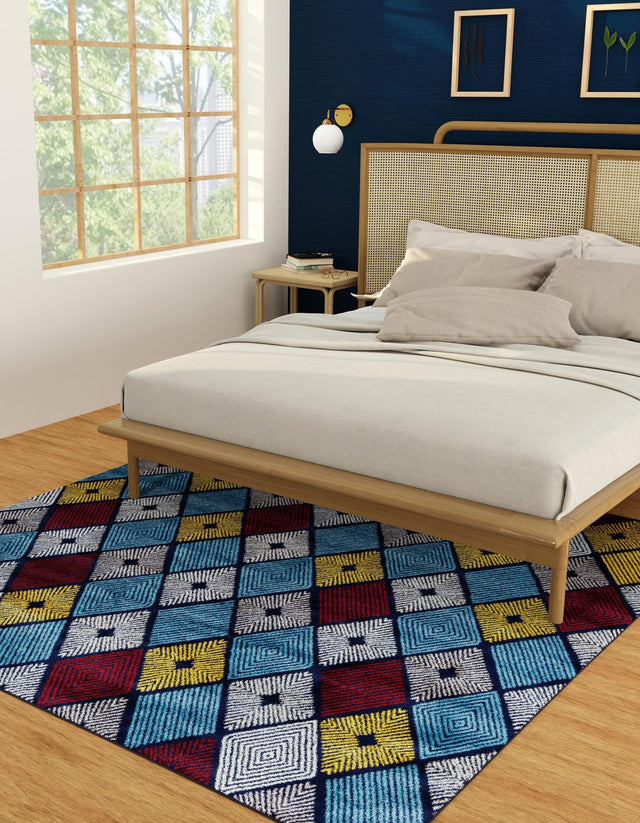 Multicolor 7' 10 x 7' 10 Laguna Square Area Rug 100% Polypropylene Modern Contemporary Carpet for Bedrooms, Living Room, Dining, Office for Sale at Rug Engine