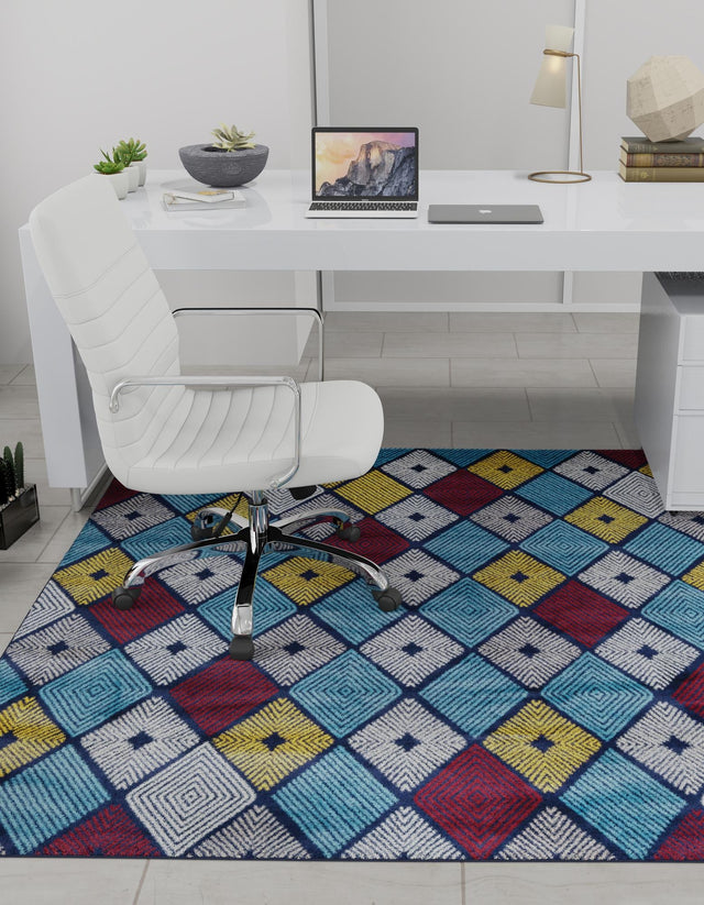 Multicolor 7' 10 x 7' 10 Laguna Square Area Rug 100% Polypropylene Modern Contemporary Carpet for Bedrooms, Living Room, Dining, Office for Sale at Rug Engine