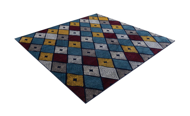 Multicolor 7' 10 x 7' 10 Laguna Square Area Rug 100% Polypropylene Modern Contemporary Carpet for Bedrooms, Living Room, Dining, Office for Sale at Rug Engine