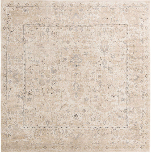 Ivory 10' x 10' Portland Square Area Rug 85% Polypropylene & 15% Polyester Vintage Distressed Traditional Carpet for Home Decor for Sale at Rug Engine