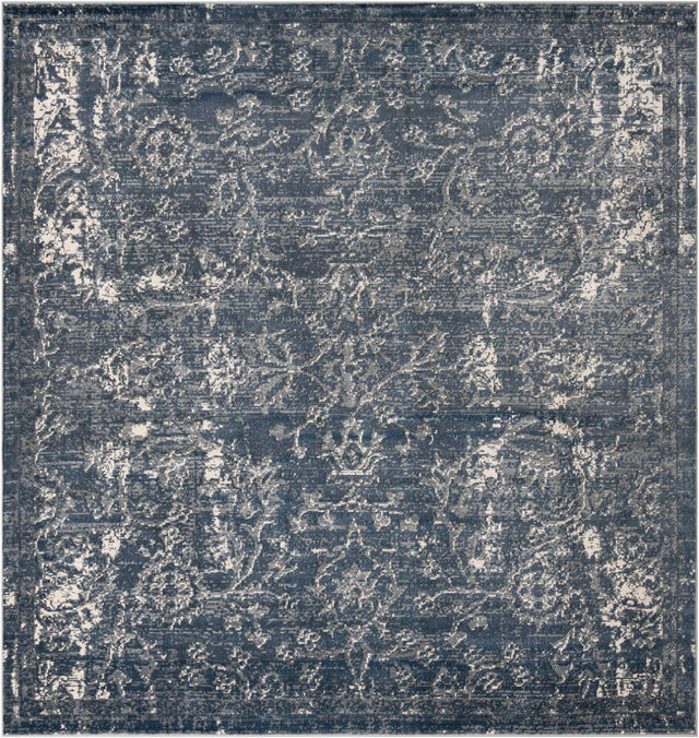 Blue 10' x 10' Portland Square Area Rug 85% Polypropylene & 15% Polyester Vintage Distressed Traditional Carpet for Home Decor for Sale at Rug Engine