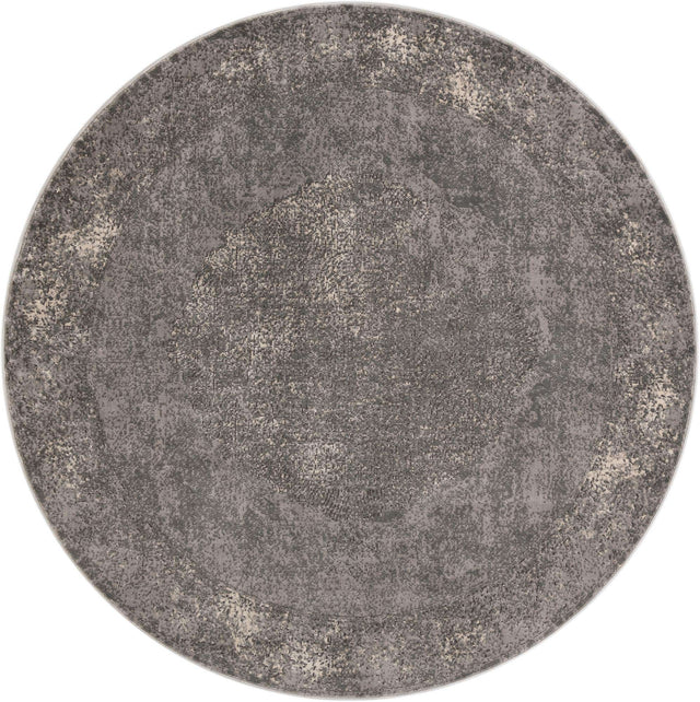 Gray 10' x 10' Portland Round Area Rug 85% Polypropylene & 15% Polyester Vintage Distressed Traditional Carpet for Home Decor for Sale at Rug Engine