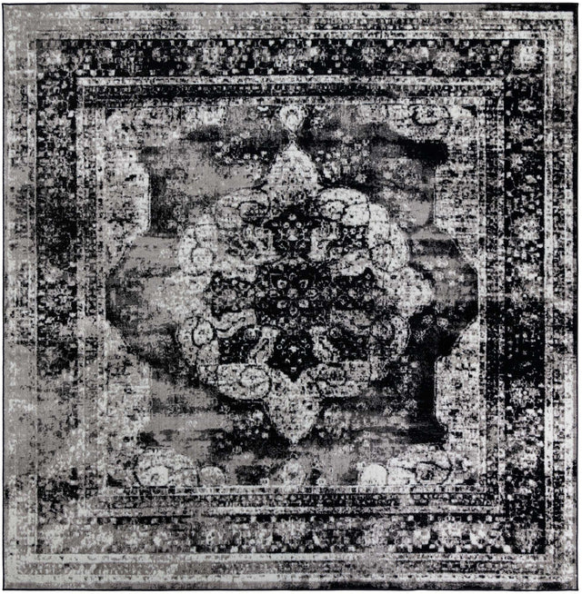Black 10' x 10' Sofia Square Area Rug Durable Easy Clean Stain Resistant Unique Carpet for Affordable Interior Home Design for Sale at Rug Engine