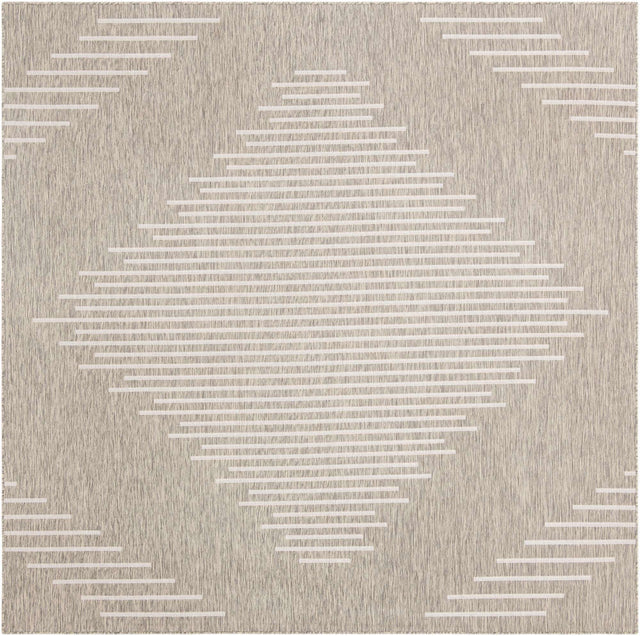 Gray 10' x 10' Outdoor Modern Square Area Rug Weather Resistant for Patio, Deck, Terrace, Balcony, Porch 100% Polypropylene Modern Outside Carpet for Sale at Rug Engine