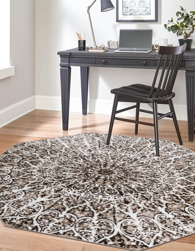 Brown 6' 1 x 6' 1 Sofia Octagon Area Rug Durable Easy Clean Stain Resistant Unique Carpet for Affordable Interior Home Design for Sale at Rug Engine