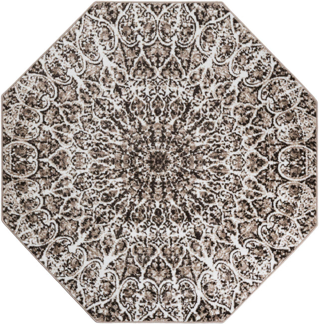 Brown 6' 1 x 6' 1 Sofia Octagon Area Rug Durable Easy Clean Stain Resistant Unique Carpet for Affordable Interior Home Design for Sale at Rug Engine