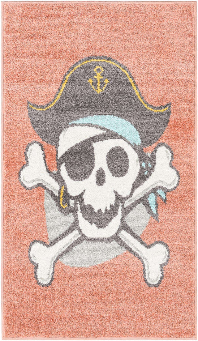 Red 2' 2 x 3' 11 Whimsy Kids Runner Area Rug for Baby Nursery, Toddler Playroom, Bedrooms