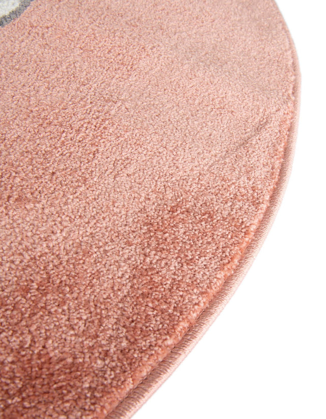 Red 3' 3 x 3' 3 Whimsy Kids Round Area Rug for Baby Nursery, Toddler Playroom, Bedrooms