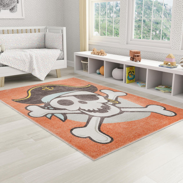 Red 2' 2 x 2' 11 Whimsy Kids Rectangle Area Rug for Baby Nursery, Toddler Playroom, Bedrooms