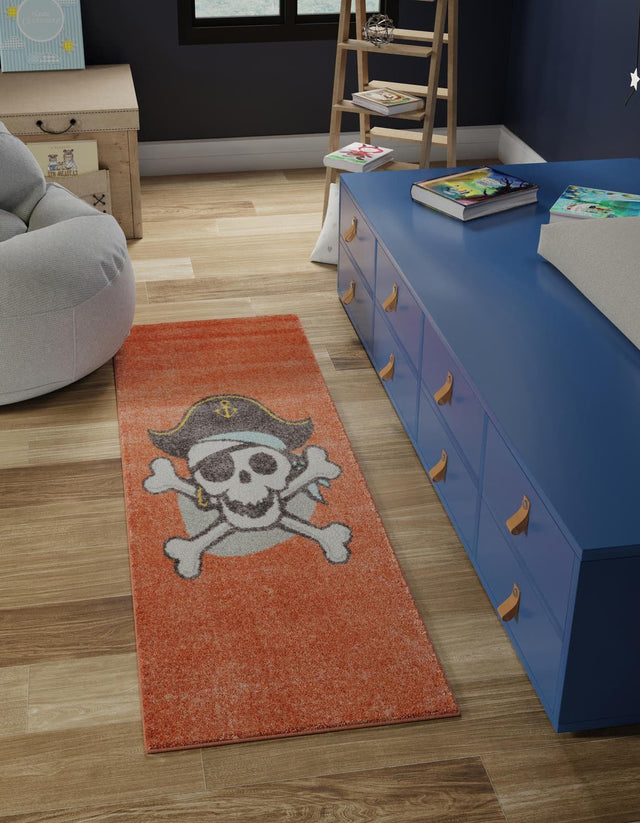 Red 2' 2 x 3' 11 Whimsy Kids Runner Area Rug for Baby Nursery, Toddler Playroom, Bedrooms