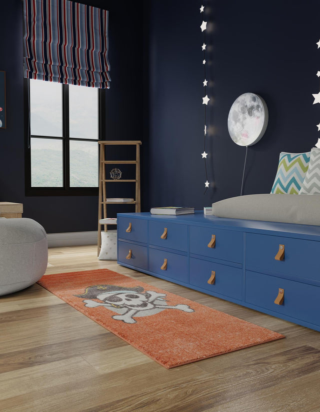 Red 2' 2 x 3' 11 Whimsy Kids Runner Area Rug for Baby Nursery, Toddler Playroom, Bedrooms