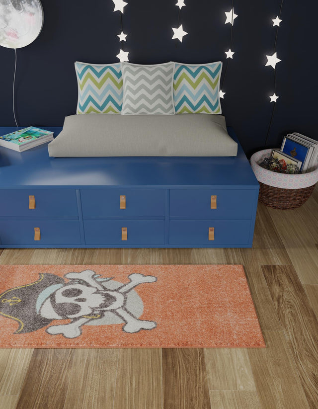 Red 2' 2 x 3' 11 Whimsy Kids Runner Area Rug for Baby Nursery, Toddler Playroom, Bedrooms