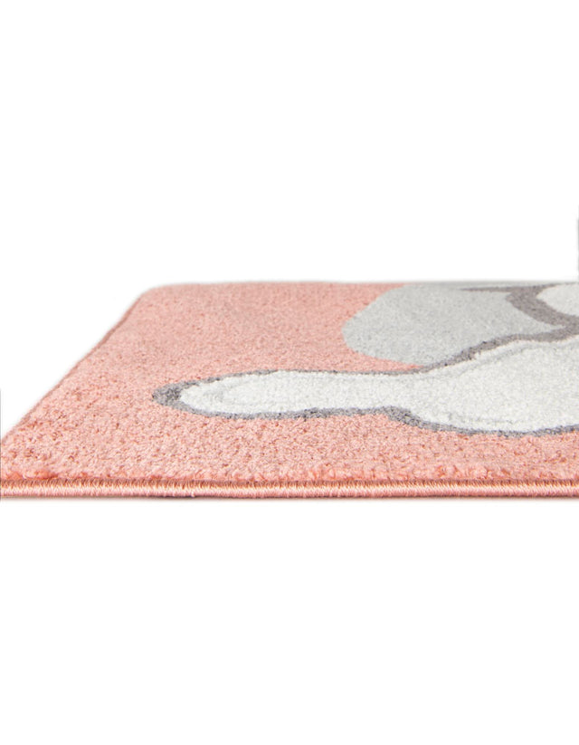 Red 2' 2 x 3' 11 Whimsy Kids Runner Area Rug for Baby Nursery, Toddler Playroom, Bedrooms