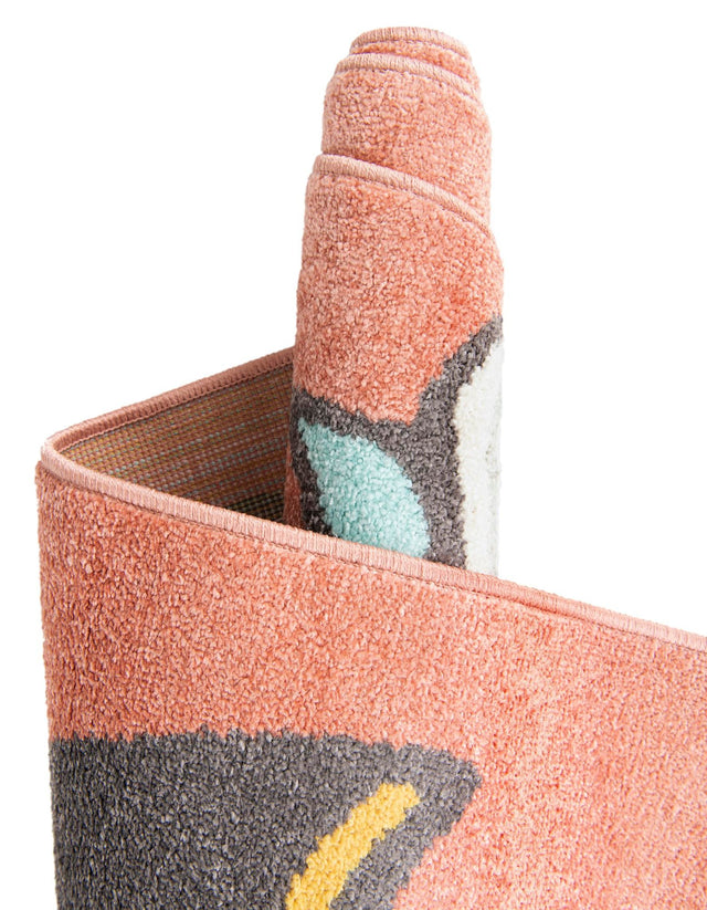 Red 2' 2 x 3' 11 Whimsy Kids Runner Area Rug for Baby Nursery, Toddler Playroom, Bedrooms