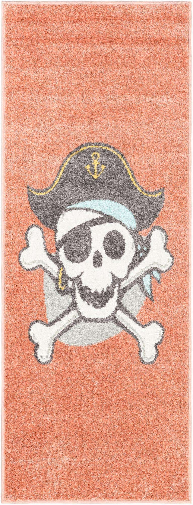 Red 2' 2 x 6' 1 Whimsy Kids Runner Area Rug for Baby Nursery, Toddler Playroom, Bedrooms