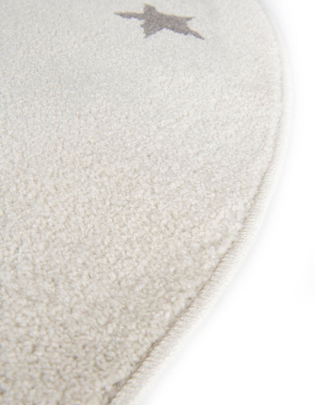 Ivory 5' 3 x 5' 3 Whimsy Kids Round Area Rug for Baby Nursery, Toddler Playroom, Bedrooms