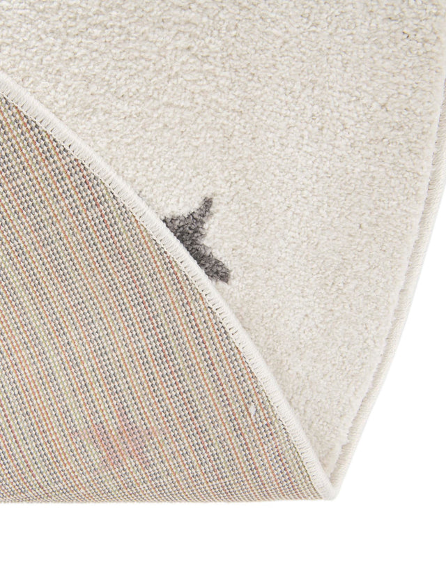 Ivory 5' 3 x 5' 3 Whimsy Kids Round Area Rug for Baby Nursery, Toddler Playroom, Bedrooms