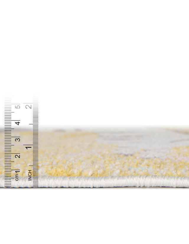 Ivory 7' 10 x 7' 10 Whimsy Kids Round Area Rug for Baby Nursery, Toddler Playroom, Bedrooms