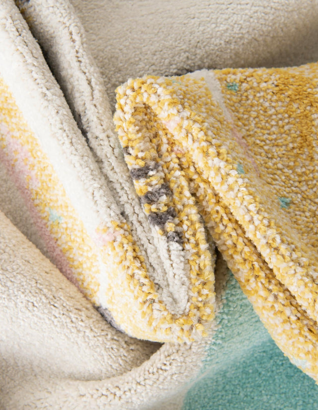 Ivory 7' 10 x 7' 10 Whimsy Kids Round Area Rug for Baby Nursery, Toddler Playroom, Bedrooms