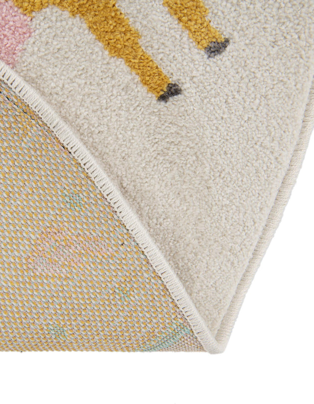 Ivory 3' 3 x 3' 3 Whimsy Kids Round Area Rug for Baby Nursery, Toddler Playroom, Bedrooms Playful Fun Design Easy Clean Carpet for Sale at Rug Engine