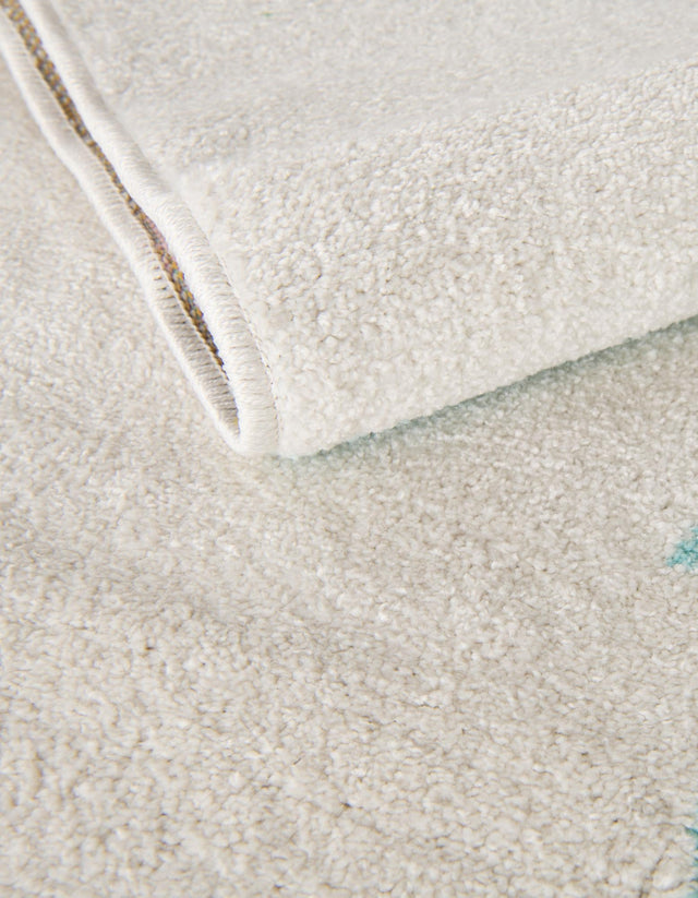 Ivory 7' 10 x 10' Whimsy Kids Rectangle Area Rug for Baby Nursery, Toddler Playroom, Bedrooms