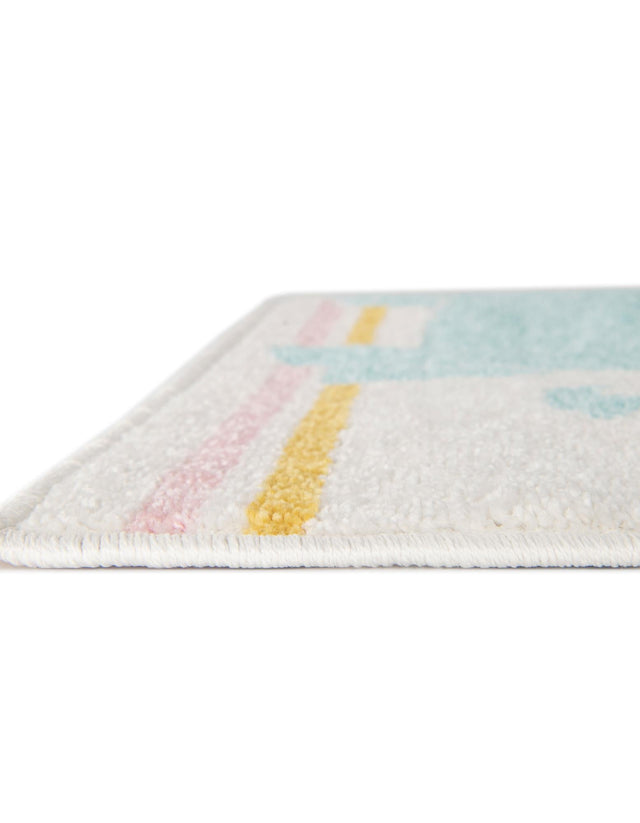 Ivory 7' 10 x 10' Whimsy Kids Rectangle Area Rug for Baby Nursery, Toddler Playroom, Bedrooms