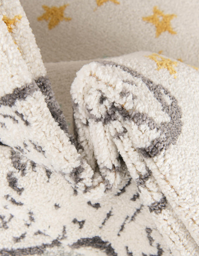 Ivory and Gray 5' 3 x 5' 3 Whimsy Kids Round Area Rug for Baby Nursery, Toddler Playroom, Bedrooms